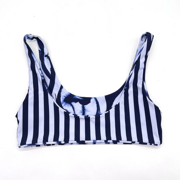 SIGAL Zebra Bikini Top Womens Medium Blue Striped Scoop Neck Tiger Stripe NEW - Picture 7 of 16